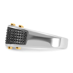 14k Two-tone with Black Rhodium Men's Polished and Textured 3-Stone 1/4 Carat Lab Grown Diamond Ring - Sophia Jewelers