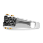 14k Two-tone with Black Rhodium Men's Polished and Textured 3-Stone 1/4 Carat AA Quality Diamond Rin - Sophia Jewelers