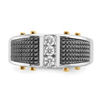 14k Two-tone Men's Polished and Textured 3-Stone Ring Mounting, Mounting Only - Sophia Jewelers