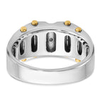 14k Two-tone with Black Rhodium Men's Polished and Textured 3-Stone 1/4 Carat AA Quality Diamond Rin - Sophia Jewelers