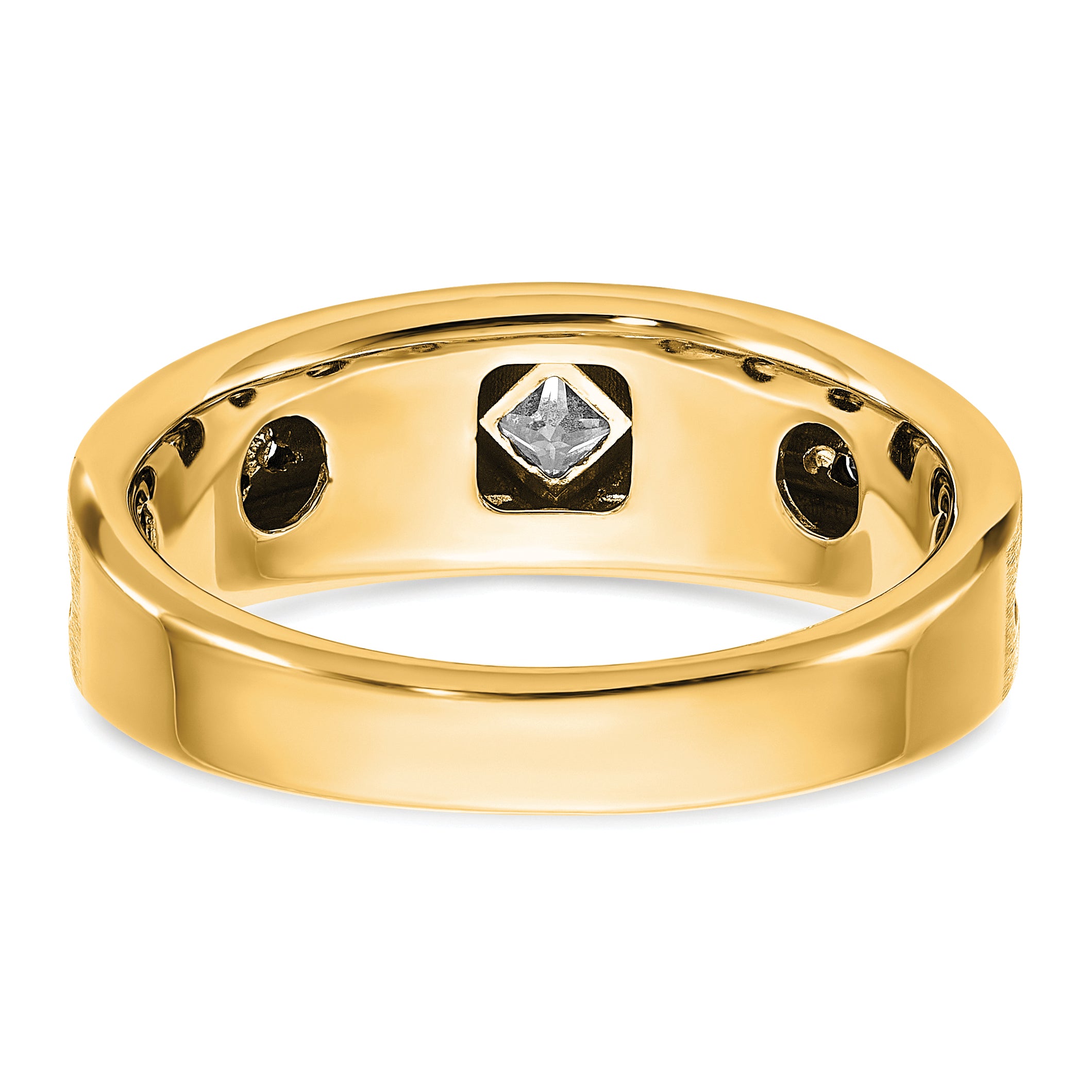 10k with Black Rhodium Polished Satin and Grooved 1/2 Carat A Quality Black and White Diamond Ring