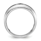 14k White Gold Men's Polished Satin and Grooved Square Stone Center Ring Mounting, Mounting Only - Sophia Jewelers