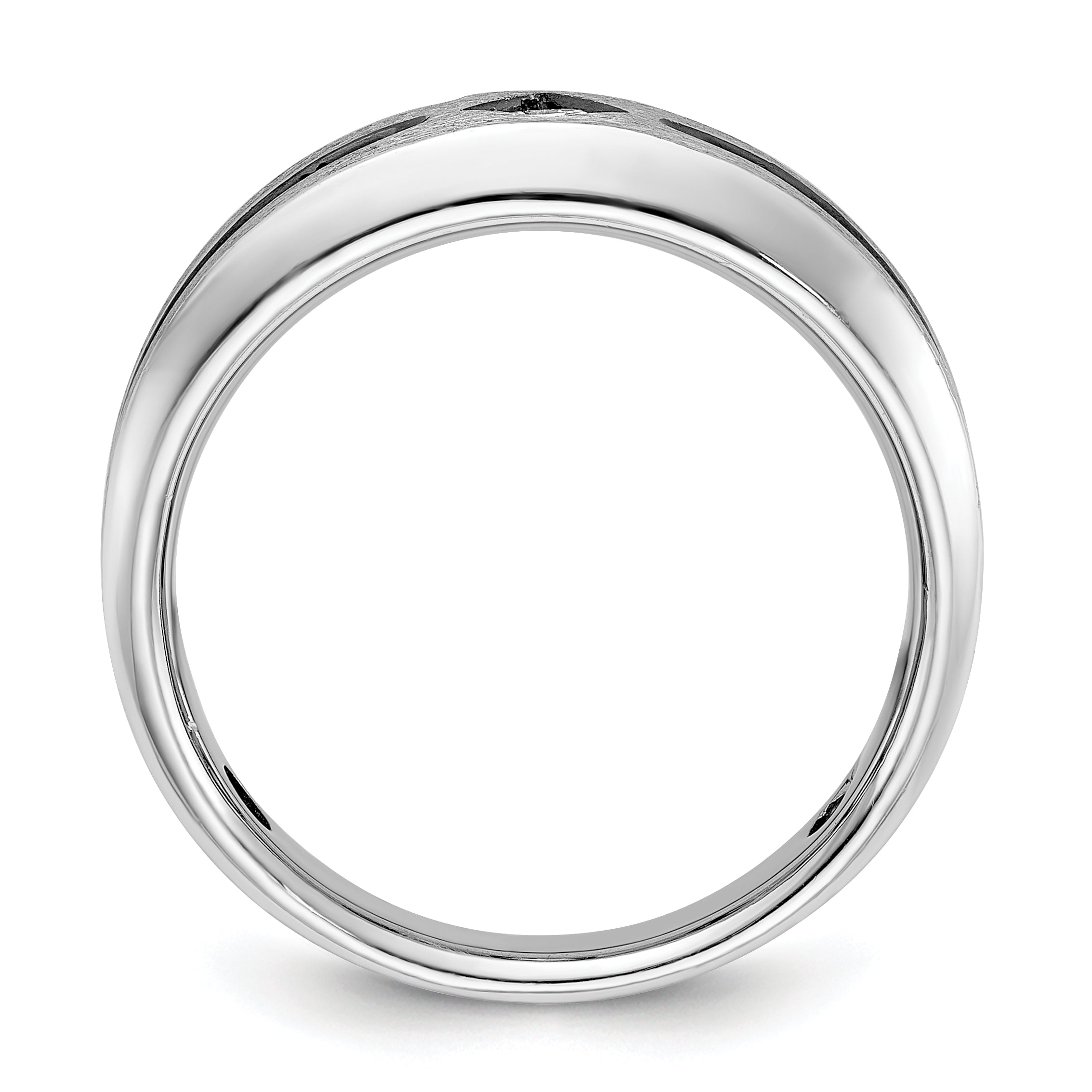 14k White Gold with Black Rhodium Polished Satin and Grooved 1/2 Carat AA Quality Black and White Di Secondary image