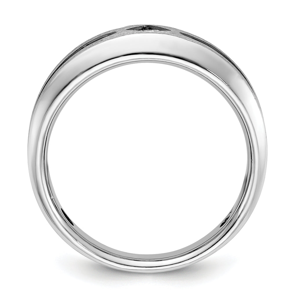 14k White Gold with Black Rhodium Polished Satin and Grooved 1/2 Carat AA Quality Black and White Di - Sophia Jewelers