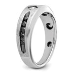 14k White Gold with Black Rhodium Polished Satin and Grooved 1/2 Carat AA Quality Black and White Di - Sophia Jewelers