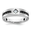 14k White Gold with Black Rhodium Polished Satin and Grooved 1/2 Carat AA Quality Black and White Di - Sophia Jewelers