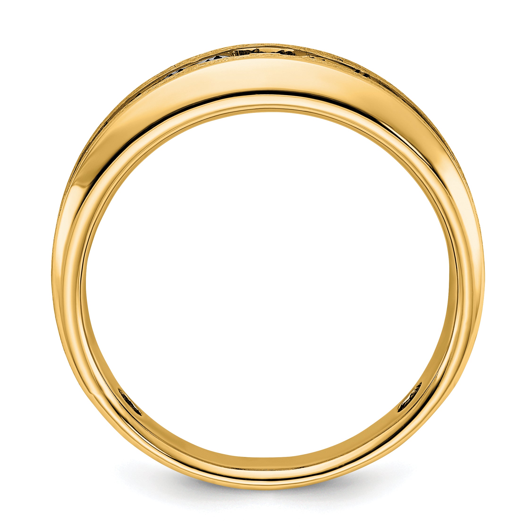 10k Yellow Gold with Black Rhodium Men's Polished and Brushed Black and White Diamond Ring Secondary image