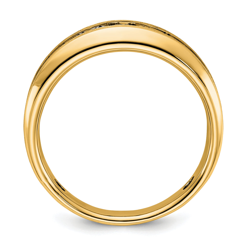 10k Yellow Gold with Black Rhodium Men's Polished and Brushed Black and White Diamond Ring