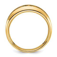 10k Yellow Gold with Black Rhodium Men's Polished and Brushed Black and White Diamond Ring