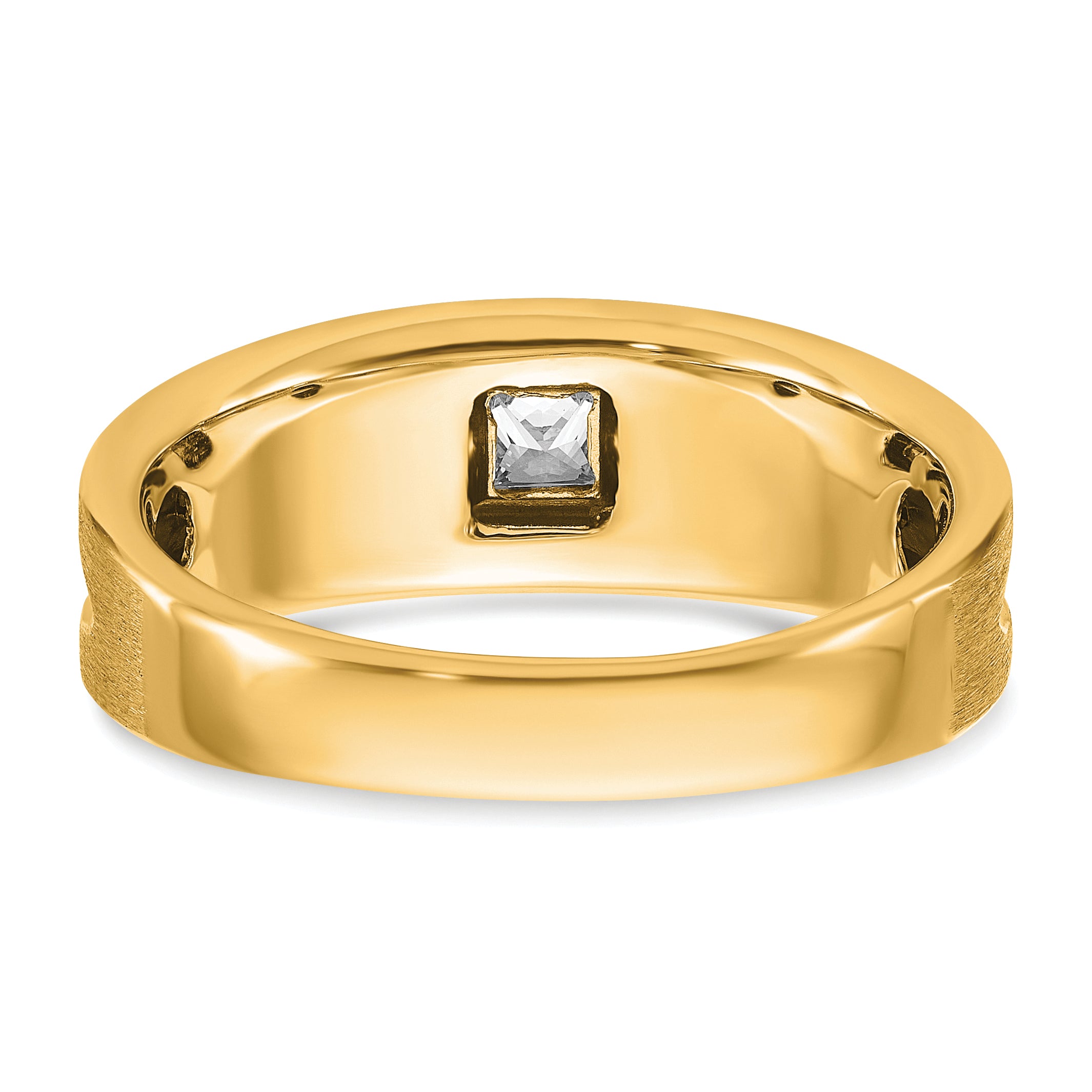10k Yellow Gold with Black Rhodium Men's Polished and Brushed Black and White Diamond Ring
