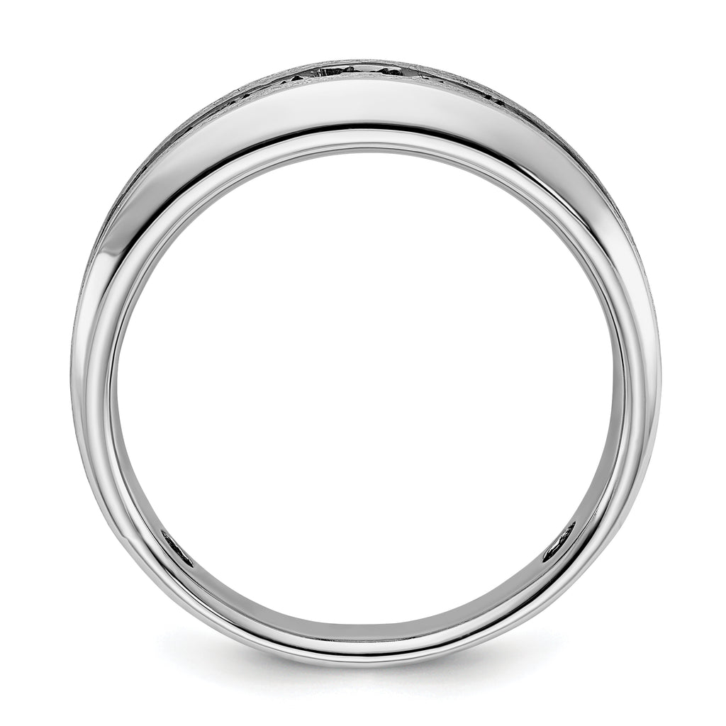 14k White Gold Polished and Brushed Diamond Mens Ring Mounting, Mounting Only - Sophia Jewelers
