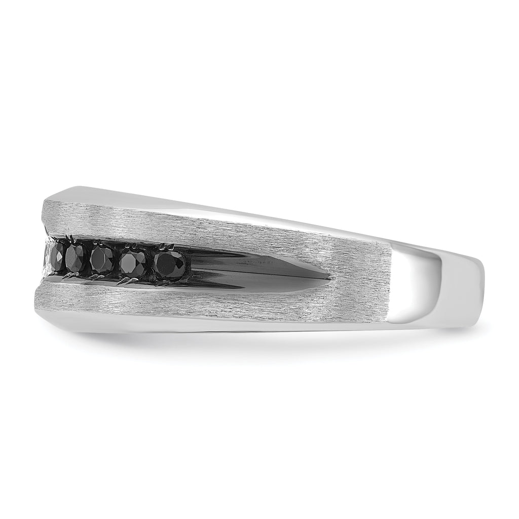 14k White Gold Polished and Brushed Diamond Mens Ring Mounting, Mounting Only - Sophia Jewelers