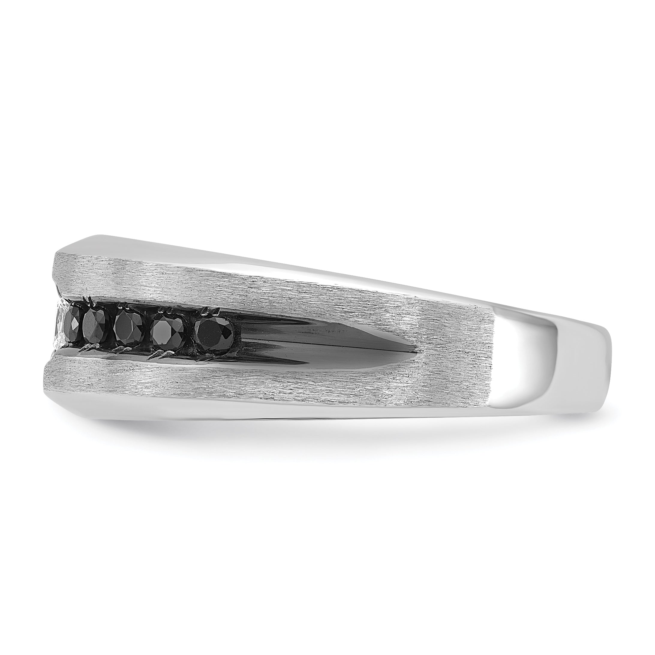 14k White Gold Polished and Brushed Diamond Mens Ring Mounting, Mounting Only - Sophia Jewelers