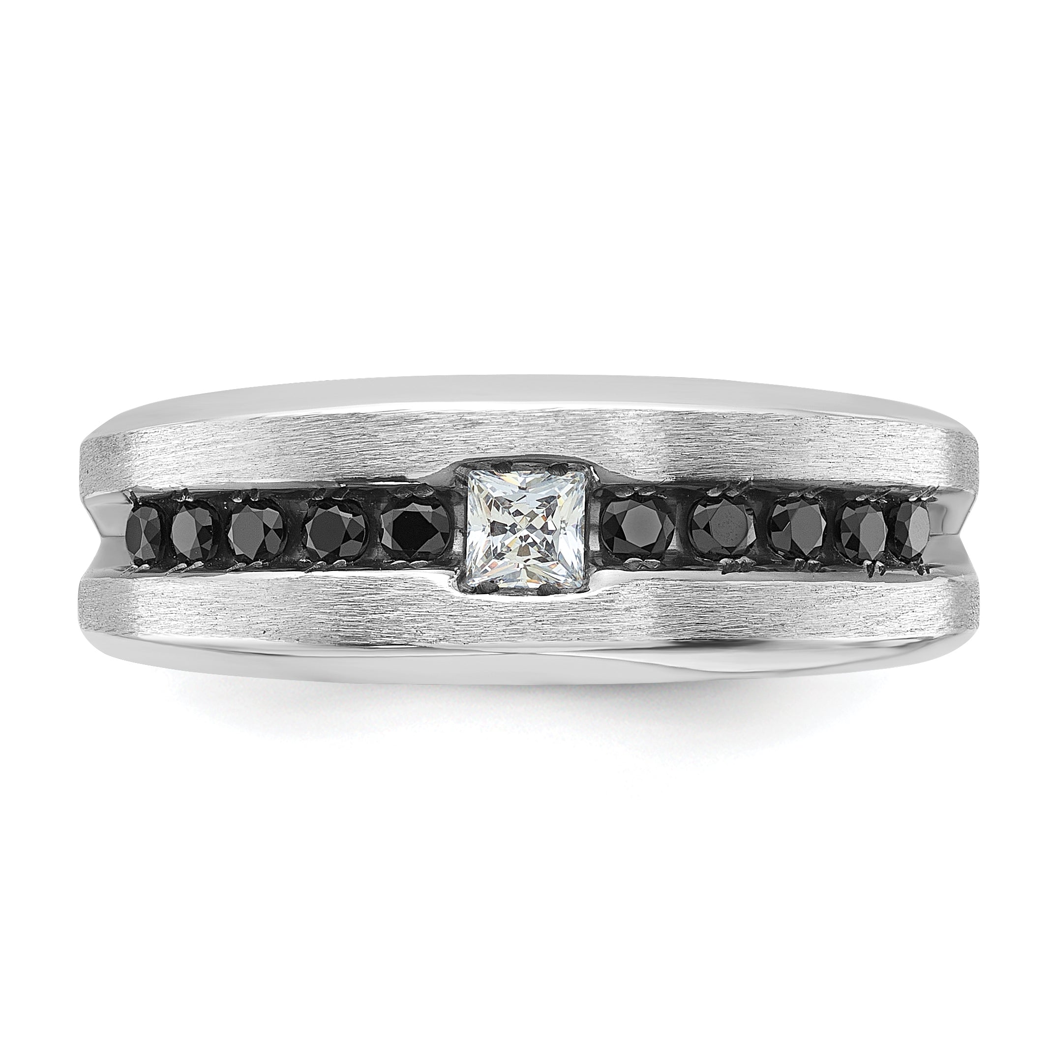 14k White Gold Polished and Brushed Diamond Mens Ring Mounting, Mounting Only - Sophia Jewelers