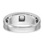 14k White Gold with Black Rhodium Polished and Brushed Black and White Diamond Complete Mens Ring - Sophia Jewelers