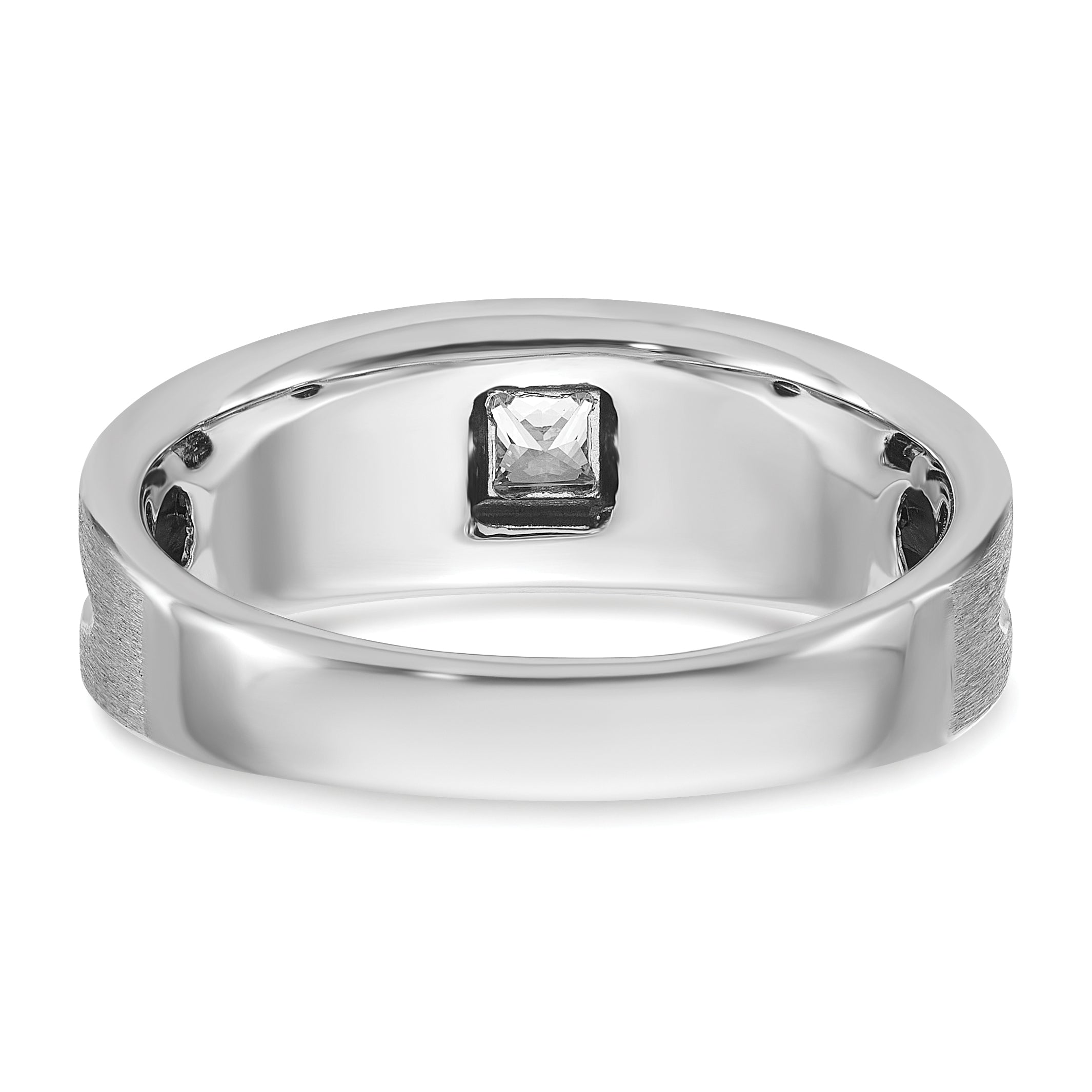 14k White Gold with Black Rhodium Polished and Brushed Black and White Diamond Complete Mens Ring - Sophia Jewelers