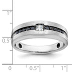 14k White Gold with Black Rhodium Polished and Brushed Black and White Diamond Complete Mens Ring - Sophia Jewelers