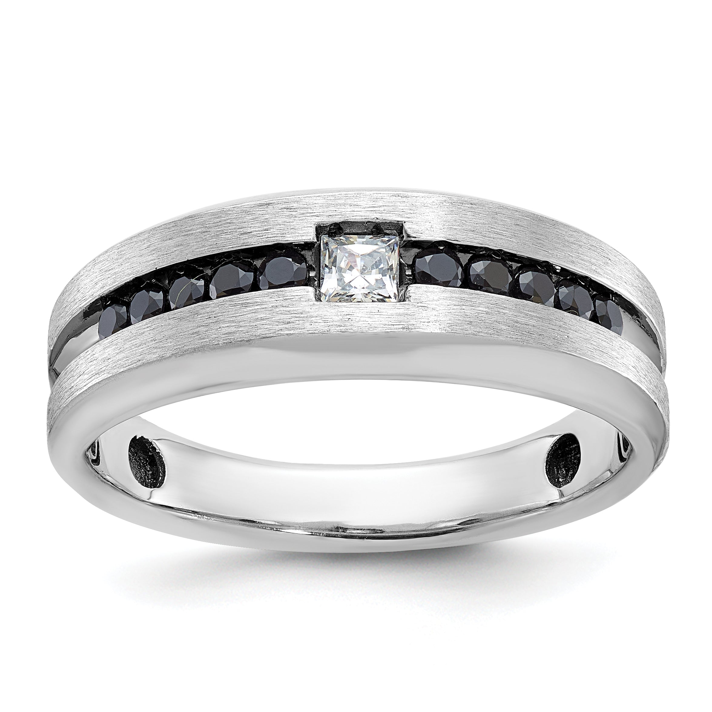 14k White Gold Polished and Brushed Diamond Mens Ring Mounting, Mounting Only - Sophia Jewelers Main image