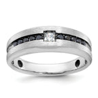 14k White Gold Polished and Brushed Diamond Mens Ring Mounting, Mounting Only - Sophia Jewelers