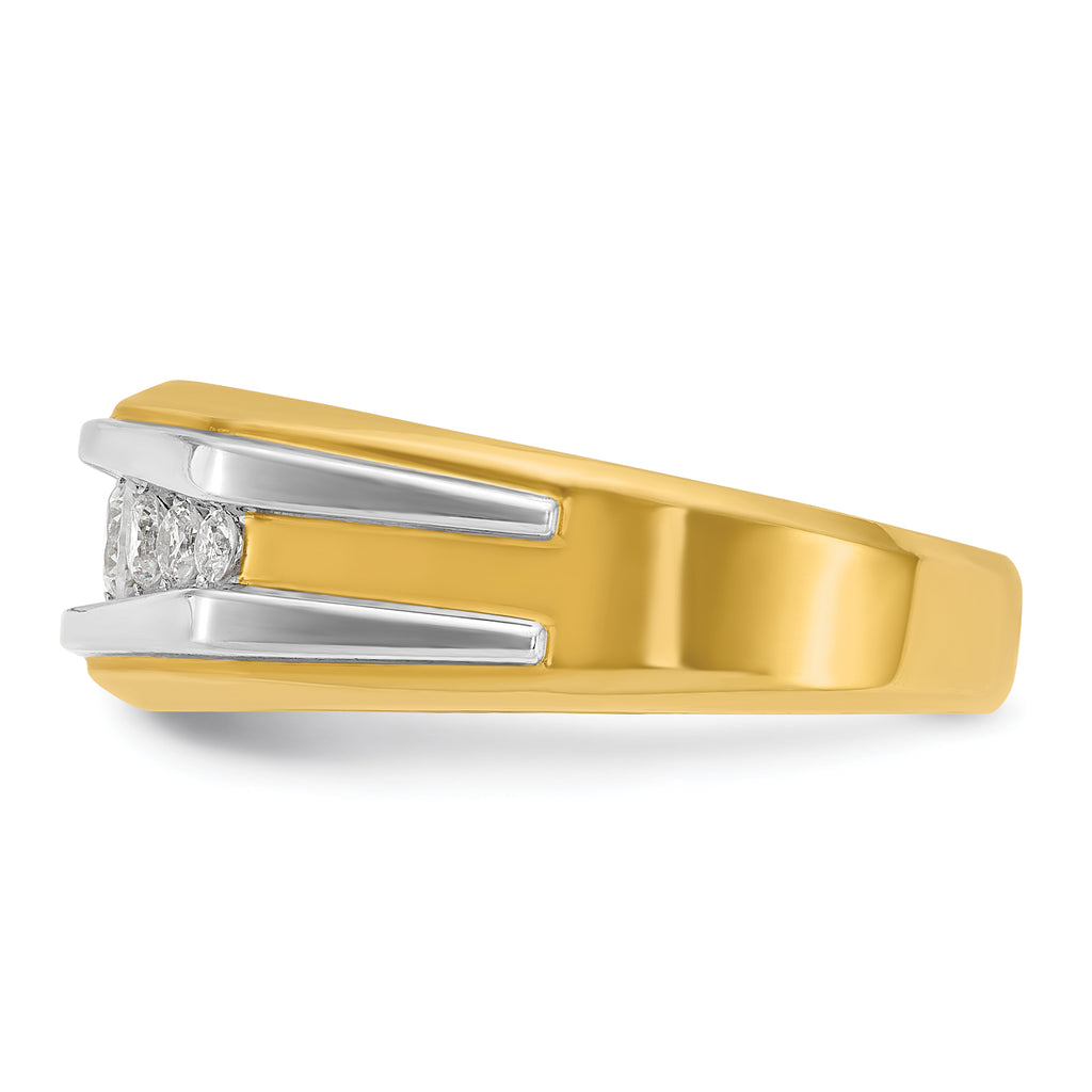 14k with White Rhodium Men's Polished 7-Stone Ring Mounting, Mounting Only - Sophia Jewelers