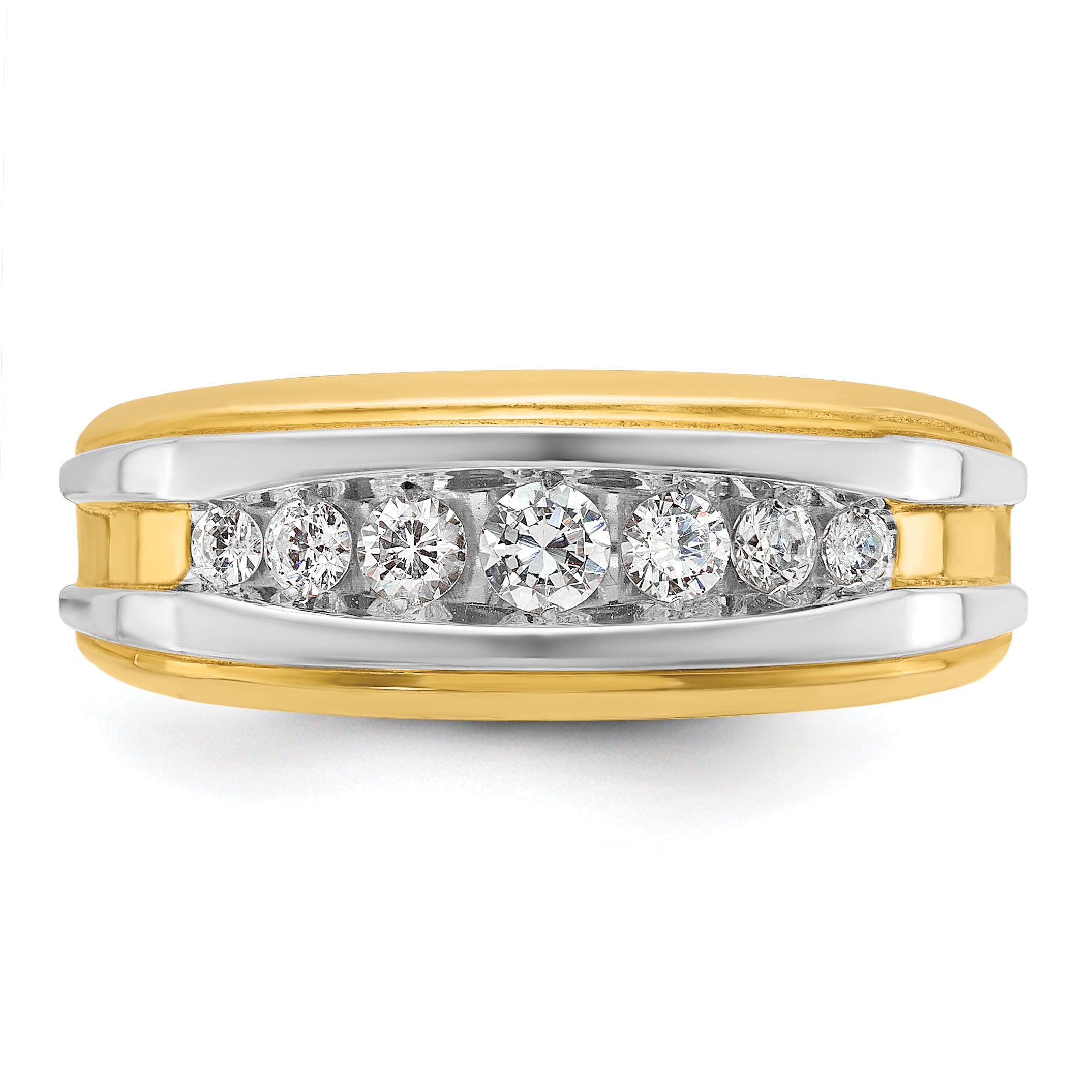 14k with White Rhodium Men's Polished 7-Stone 1/2 Carat AA Quality Diamond Ring Secondary image