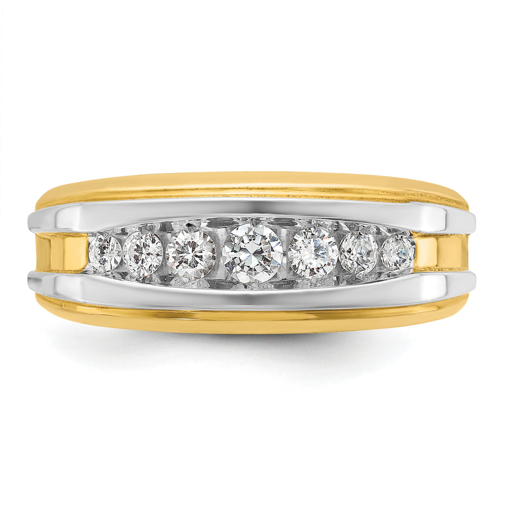 14k with White Rhodium Men's Polished 7-Stone 1/2 Carat AA Quality Diamond Ring - Sophia Jewelers