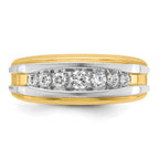 14k with White Rhodium Men's Polished 7-Stone 1/2 Carat AA Quality Diamond Ring - Sophia Jewelers