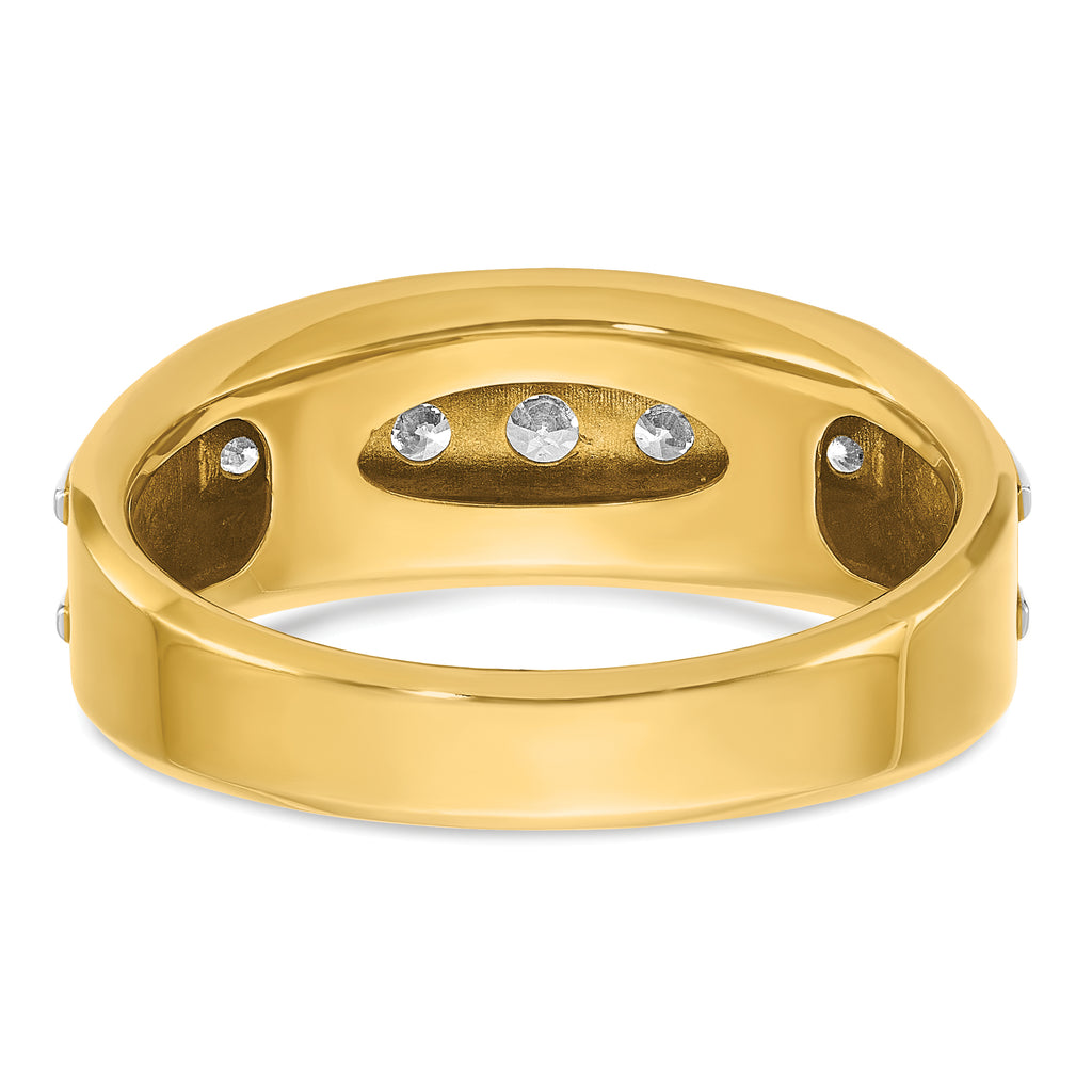 14k with White Rhodium Men's Polished 7-Stone Ring Mounting, Mounting Only - Sophia Jewelers