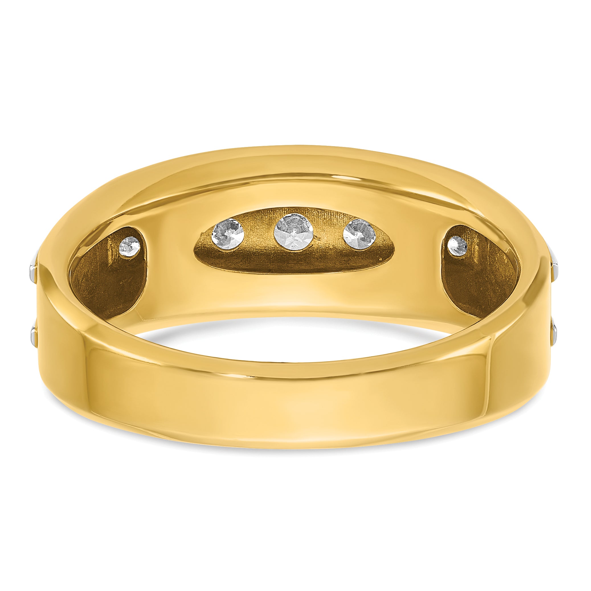 14k with White Rhodium Men's Polished 7-Stone Ring Mounting, Mounting Only - Sophia Jewelers