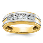 14k with White Rhodium Men's Polished 7-Stone 1/2 Carat AA Quality Diamond Ring - Sophia Jewelers