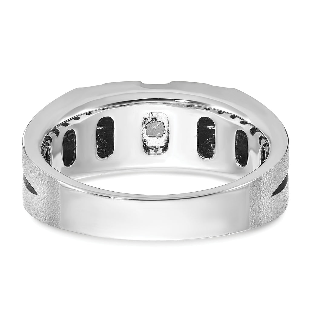 14k Two-tone with Black Rhodium Mens Satin 1/3 carat Diamond Complete Ring - Sophia Jewelers