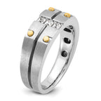 14k Two-tone with Black Rhodium Mens Satin 1/3 carat Diamond Complete Ring - Sophia Jewelers