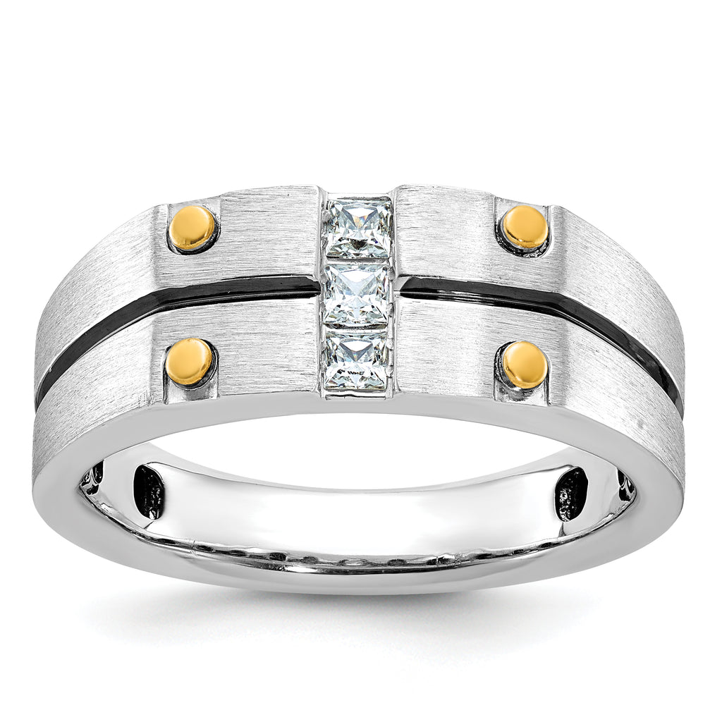 14k Two-tone Mens Polished and Satin Diamond Ring Mounting, Mounting Only - Sophia Jewelers