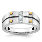 14k Two-tone Mens Polished and Satin Diamond Ring Mounting, Mounting Only - Sophia Jewelers