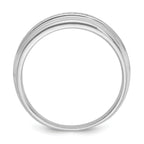 10k White Gold Men's Polished Satin and Grooved 5-Stone 1/20 Carat A Quality Diamond Ring