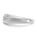 10k White Gold Men's Polished Satin and Grooved 5-Stone 1/20 Carat A Quality Diamond Ring