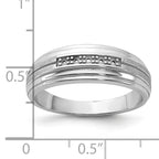14k White Gold Men's Polished Satin and Grooved 5-Stone Ring Mounting, Mounting Only - Sophia Jewelers