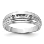 14k White Gold Men's Polished Satin and Grooved 5-Stone Ring Mounting, Mounting Only - Sophia Jewelers