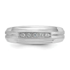 14k White Gold Men's Polished Satin and Grooved 5-Stone 1/20 Carat AA Quality Diamond Ring - Sophia Jewelers