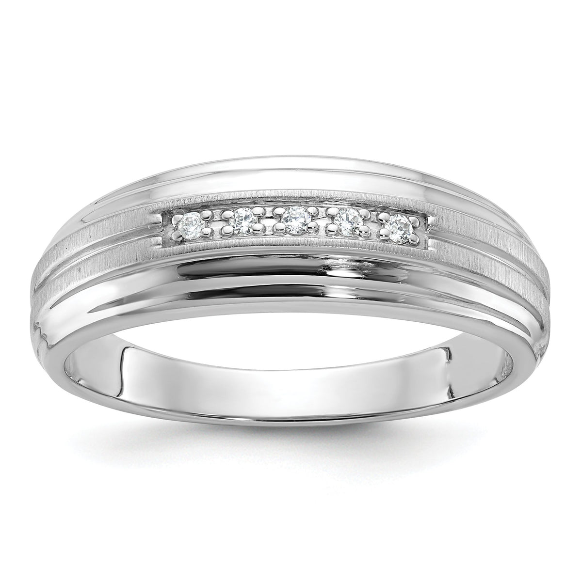 Men's Five-Stone Diamond Ring in 14K White Gold, 1.3mm (1/20 ct. tw.), Size 10 - Sophia Jewelers Main image