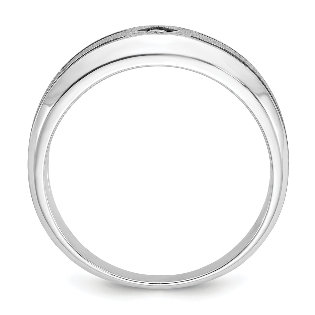 10k White Gold Men's w/Black Rhod Satin Diamond Complete Ring