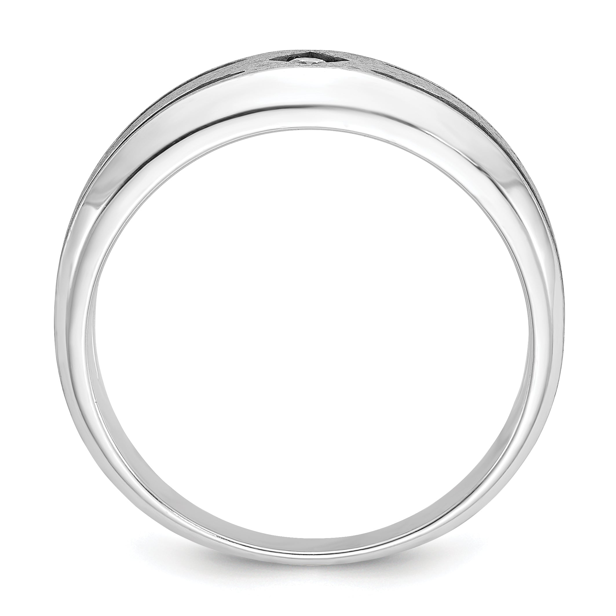 10k White Gold Men's w/Black Rhod Satin Diamond Complete Ring