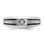 10k White Gold Men's w/Black Rhod Satin Diamond Complete Ring