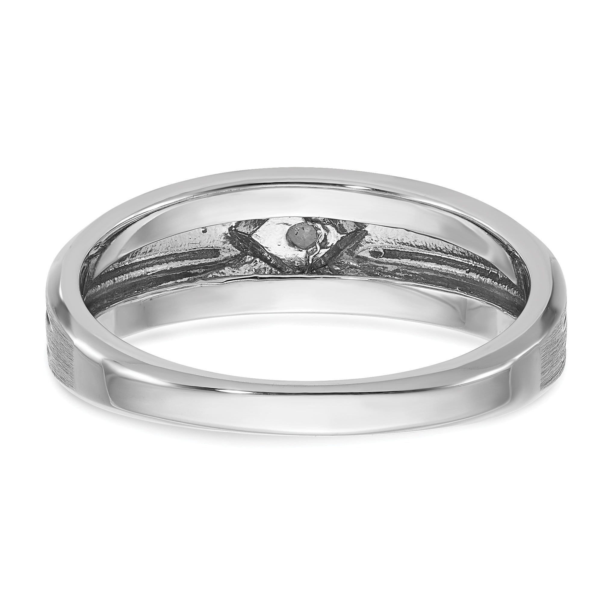 10k White Gold Men's w/Black Rhod Satin Diamond Complete Ring
