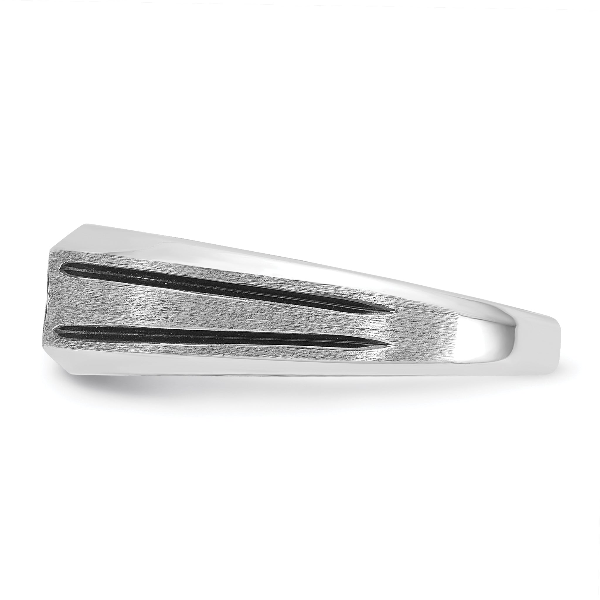 14k White Gold Mens Polished and Satin Diamond Ring Mounting, Mounting Only - Sophia Jewelers