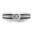14k White Gold with Black Rhodium Mens Satin 1/20 carat Diamond Complete Ring - Sophia Jewelers