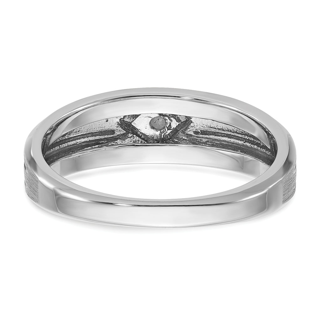 14k White Gold with Black Rhodium Mens Satin 1/20 carat Diamond Complete Ring - Sophia Jewelers