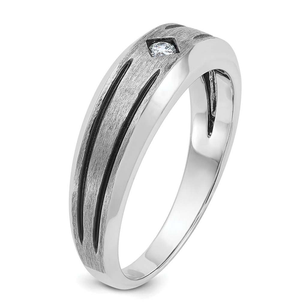 14k White Gold Mens Polished and Satin Diamond Ring Mounting, Mounting Only - Sophia Jewelers