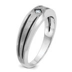 14k White Gold with Black Rhodium Mens Satin 1/20 carat Diamond Complete Ring - Sophia Jewelers