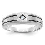 14k White Gold Mens Polished and Satin Diamond Ring Mounting, Mounting Only - Sophia Jewelers
